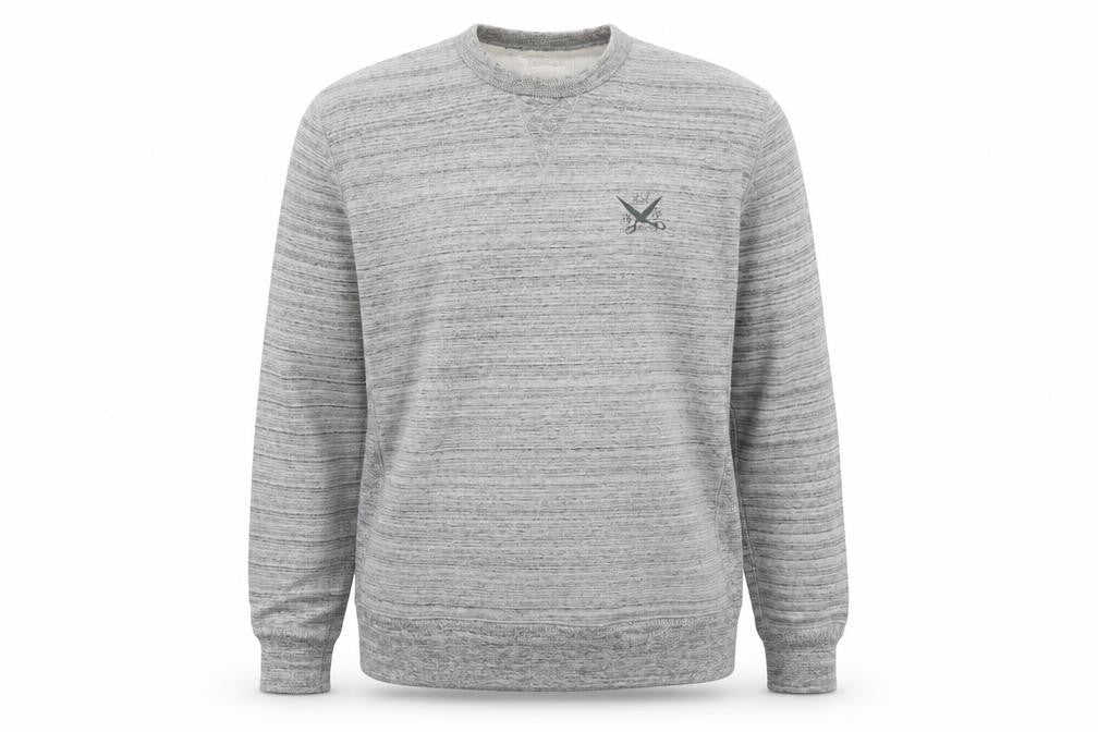 Front view of Levi Strauss & Co. Men's Grey Crew Neck Knit Sweatshirt, size M