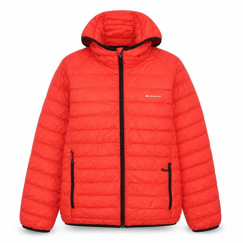 Quechua Women’s Red Hooded Puffer Jacket Size 10 Quilted Warm Outerwear