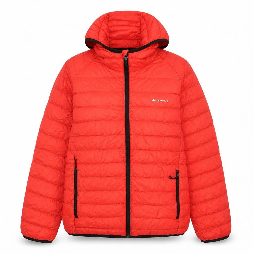 Quechua Women’s Red Hooded Puffer Jacket Size 10 Quilted Warm Outerwear