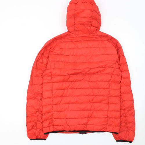 Quechua Women’s Red Hooded Puffer Jacket Size 10 Quilted Warm Outerwear
