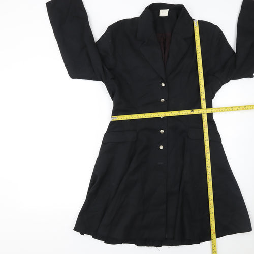 Charlotte Halton Women's Black Wool Overcoat Size 12 Long Belted Style