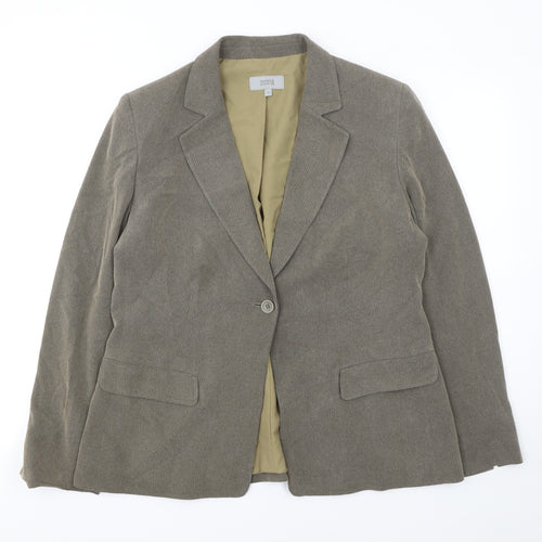 Marks and Spencer Women Beige Blazer UK 16 Single-Breasted Tailored Jacket