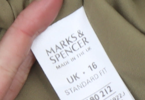 Marks and Spencer Women Beige Blazer UK 16 Single-Breasted Tailored Jacket