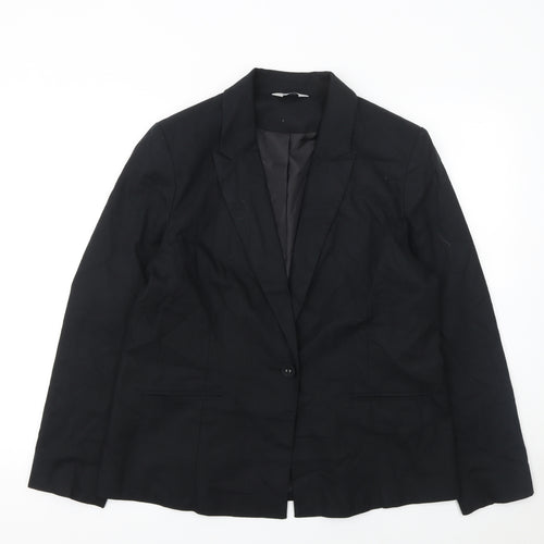 Classic Women's Black Blazer Jacket Size 16 Single Breasted Tailored Workwear