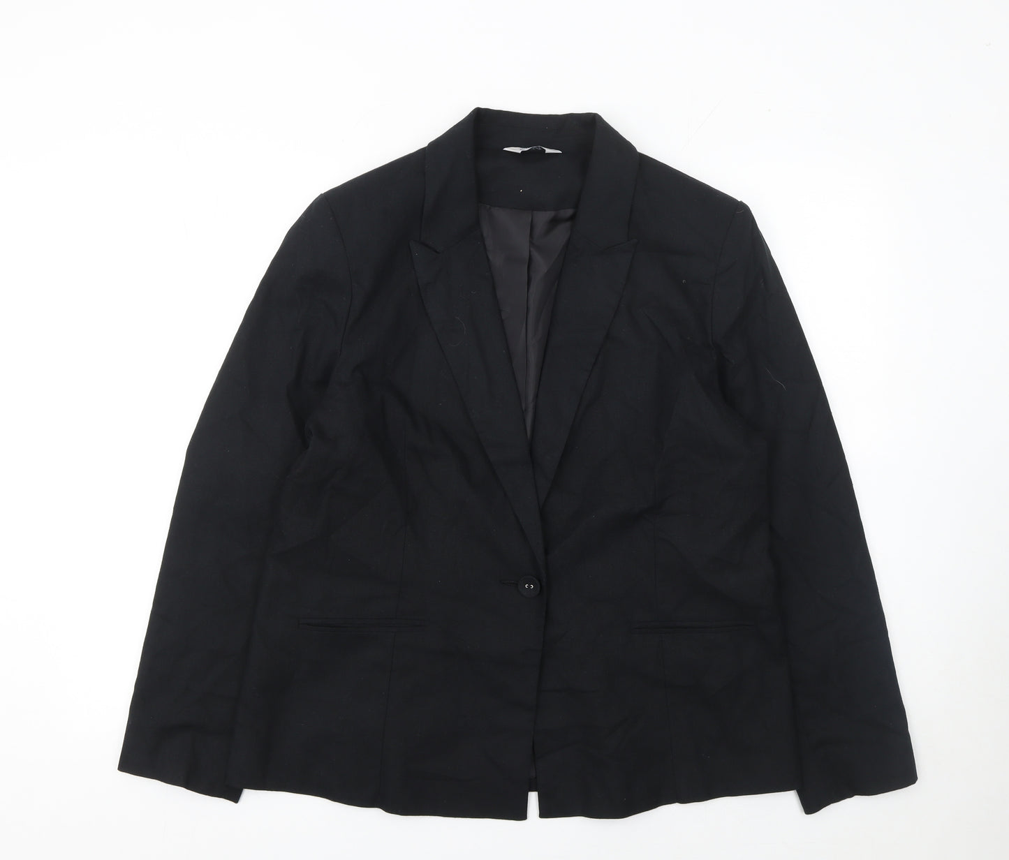 Classic Women's Black Blazer Jacket Size 16 Single Breasted Tailored Workwear
