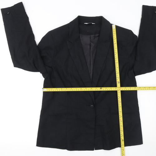 Classic Women's Black Blazer Jacket Size 16 Single Breasted Tailored Workwear
