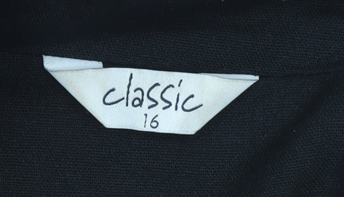 Classic Women's Black Blazer Jacket Size 16 Single Breasted Tailored Workwear