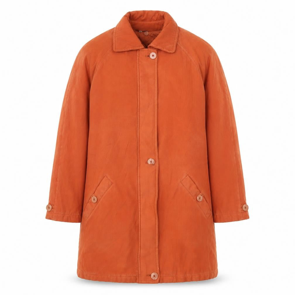 Front view of Klass Collection Women's Orange Mid-Length Overcoat, size M