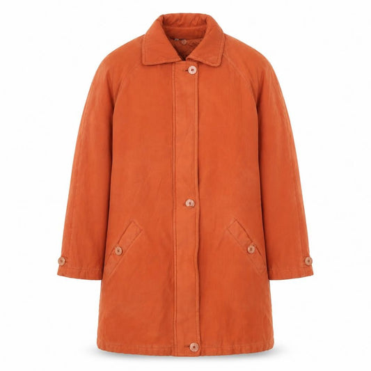 Front view of Klass Collection Women's Orange Mid-Length Overcoat, size M