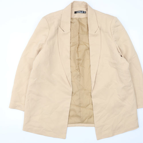 Missguided Women’s Beige Longline Blazer Size 18 Woven Tailored Jacket