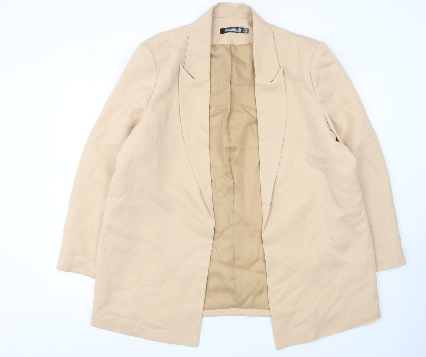 Missguided Women’s Beige Longline Blazer Size 18 Woven Tailored Jacket