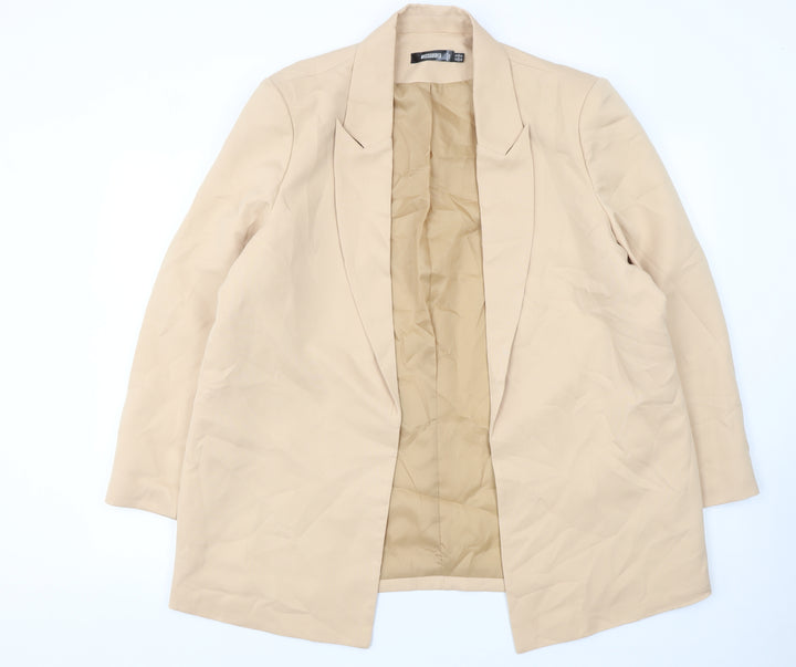 Missguided Women’s Beige Longline Blazer Size 18 Woven Tailored Jacket