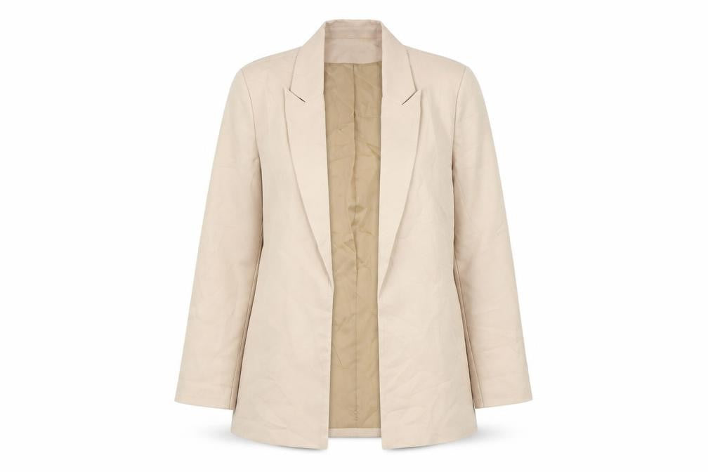 Missguided Women’s Beige Longline Blazer Size 18 Woven Tailored Jacket