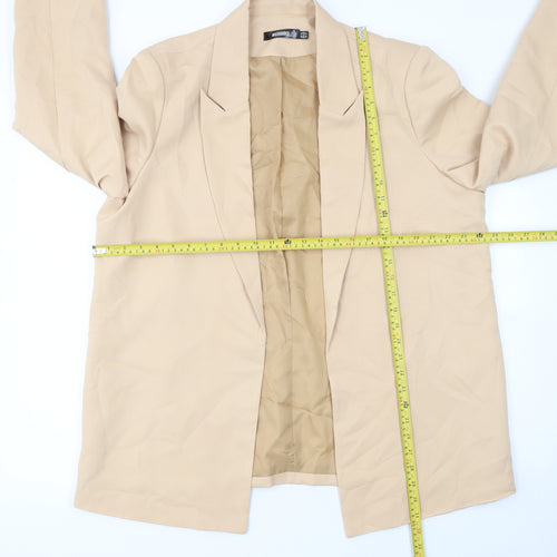 Missguided Women’s Beige Longline Blazer Size 18 Woven Tailored Jacket