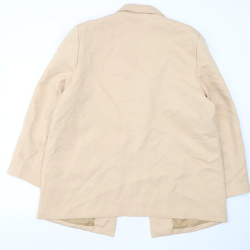 Missguided Women’s Beige Longline Blazer Size 18 Woven Tailored Jacket