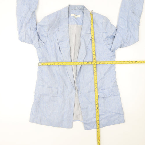 Next Women Blue Linen Blend Herringbone Blazer UK 12 Regular Fit