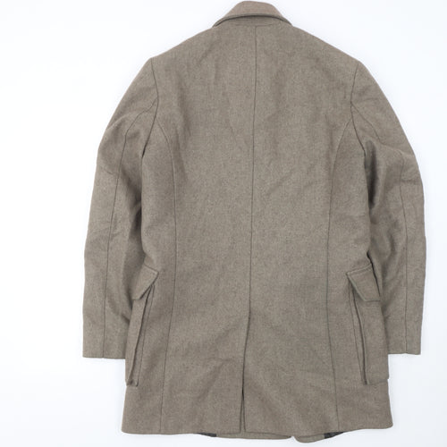 Reiss Women's Beige Wool Pea Coat Size S Classic Mid-Length
