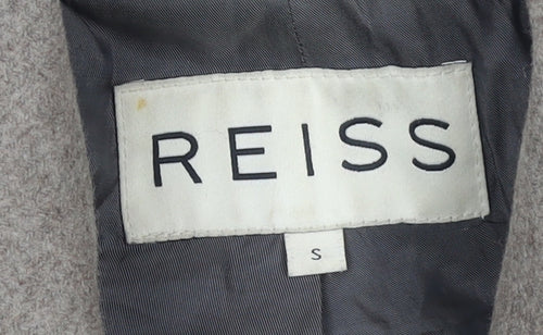 Reiss Women's Beige Wool Pea Coat Size S Classic Mid-Length