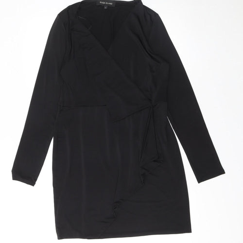 River Island Women’s Black Wrap Knee Length Dress Size 14