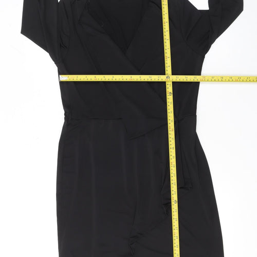 River Island Women’s Black Wrap Knee Length Dress Size 14