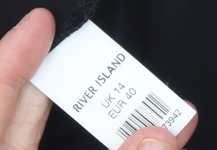 River Island Women’s Black Wrap Knee Length Dress Size 14