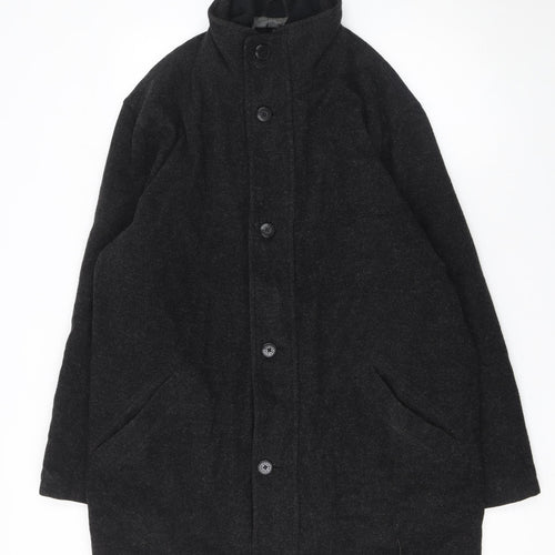 Stamp Collection Men's Black Wool Blend Mid-Length Overcoat M