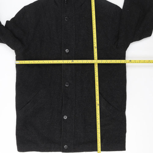 Stamp Collection Men's Black Wool Blend Mid-Length Overcoat M