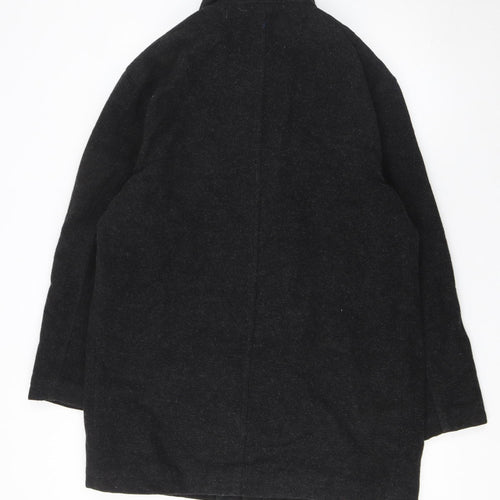 Stamp Collection Men's Black Wool Blend Mid-Length Overcoat M