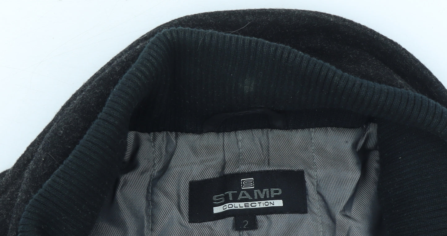 Stamp Collection Men's Black Wool Blend Mid-Length Overcoat M