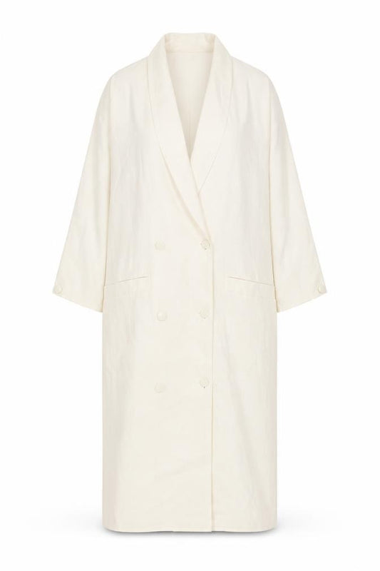 Front view of Lettie Women Ivory Double-Breasted Shawl Collar Blazer, size 10