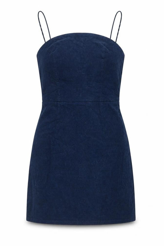Front view of Urban Outfitters Women’s Blue Corduroy Mini Pinafore Dress XS