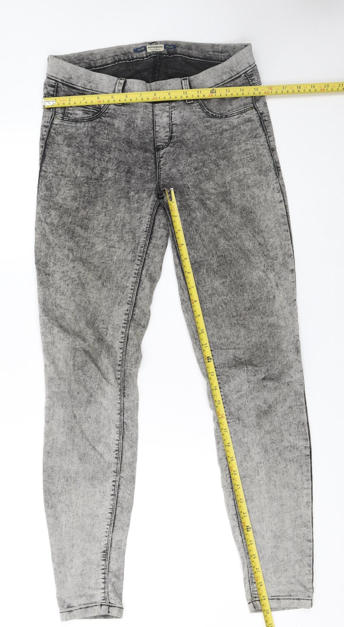 Pull & Bear Women's Grey Acid Wash Skinny Jeans Size 10