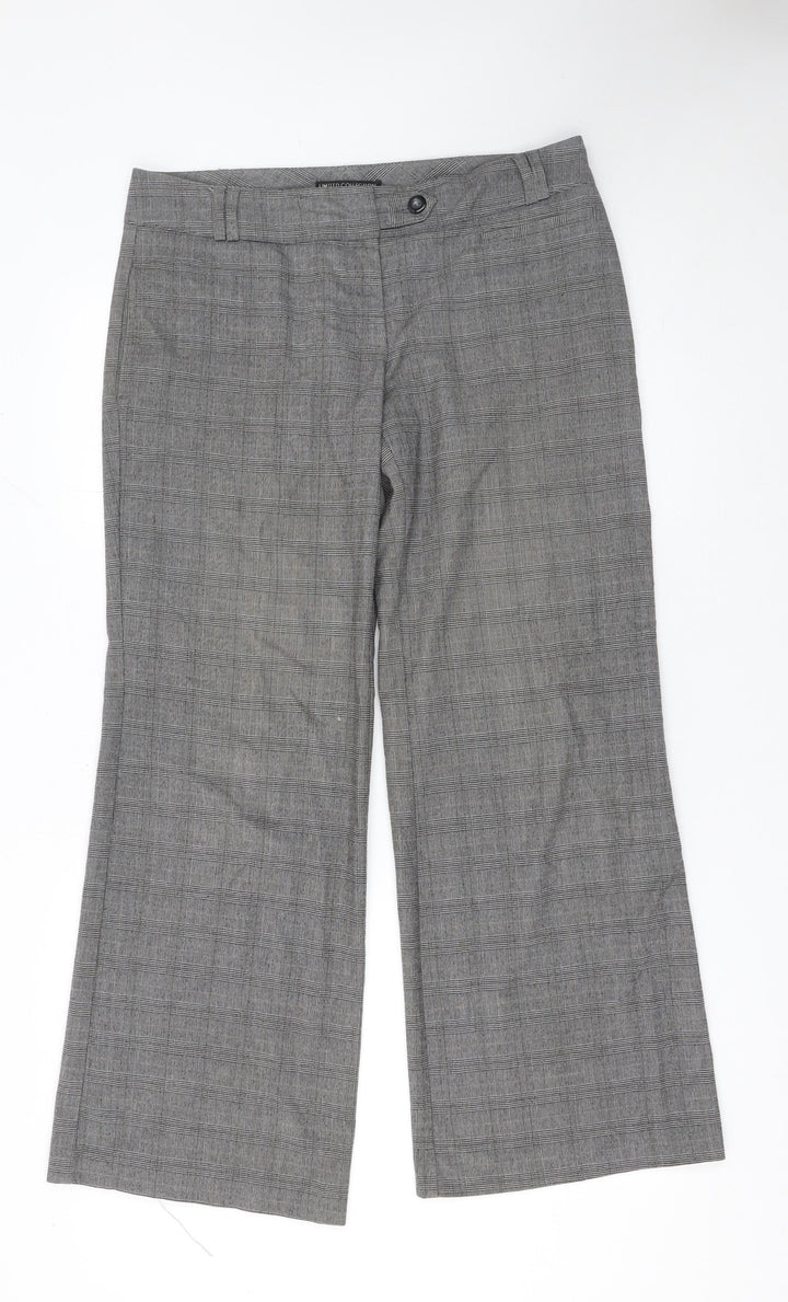 Marks and Spencer Women Grey Check Dress Pants Trousers Size 12 Regular
