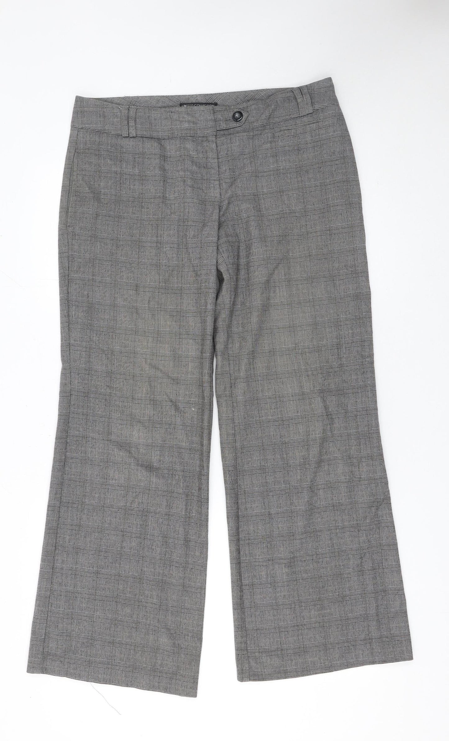 Marks and Spencer Women Grey Check Dress Pants Trousers Size 12 Regular