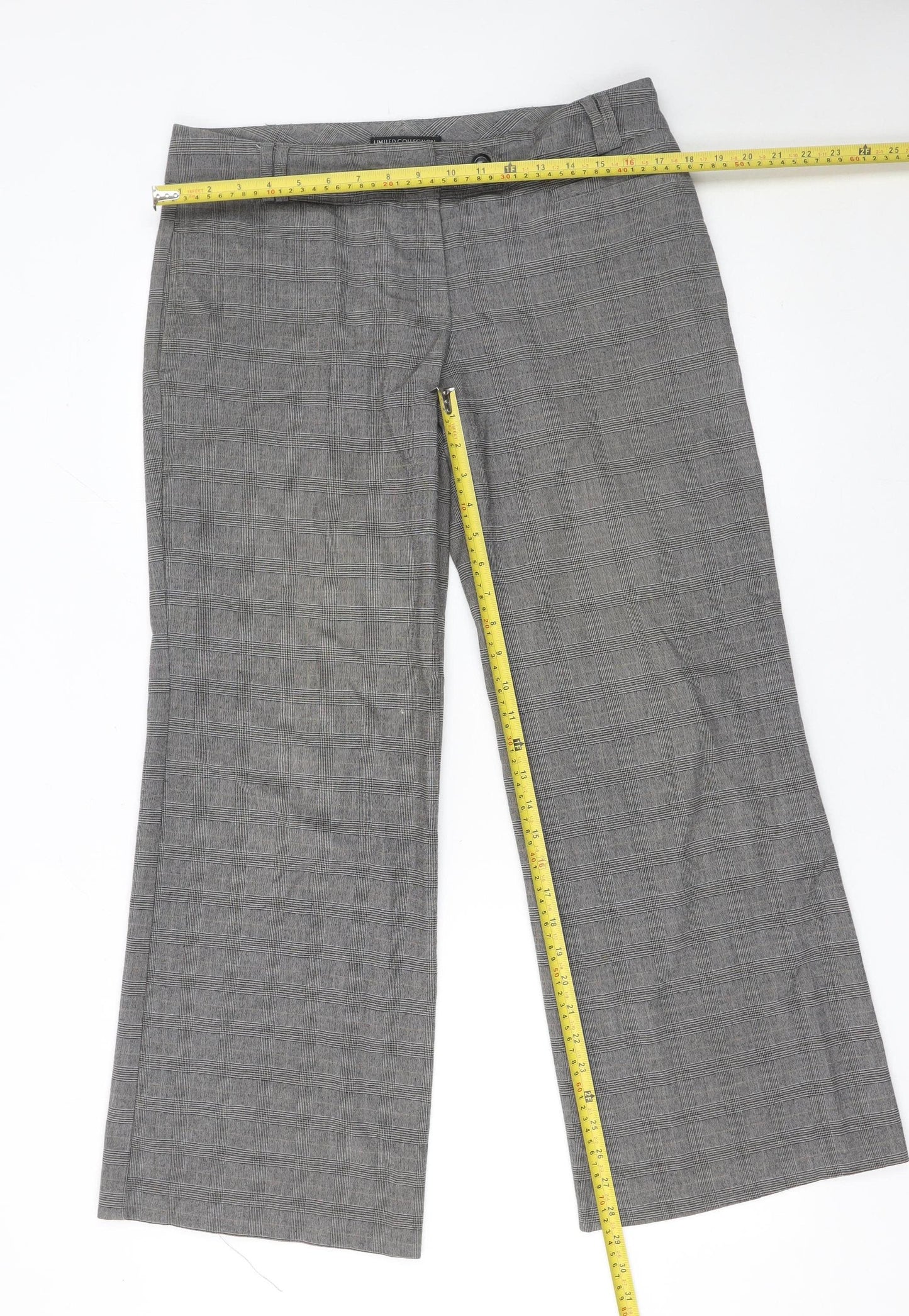 Marks and Spencer Women Grey Check Dress Pants Trousers Size 12 Regular
