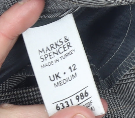 Marks and Spencer Women Grey Check Dress Pants Trousers Size 12 Regular