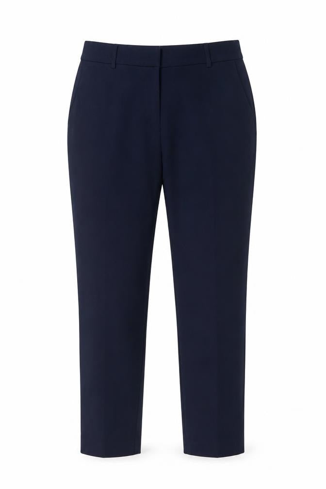 Front view of Marks & Spencer women’s blue, size UK 10, regular stretch trousers