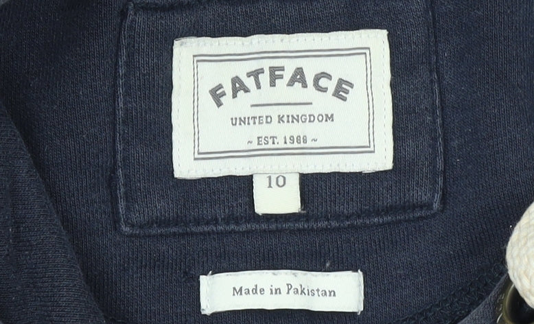 FatFace Women's Navy Pullover Hoodie Size 10 Cotton Blend Casual
