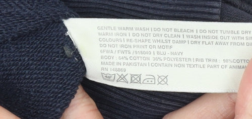 FatFace Women's Navy Pullover Hoodie Size 10 Cotton Blend Casual