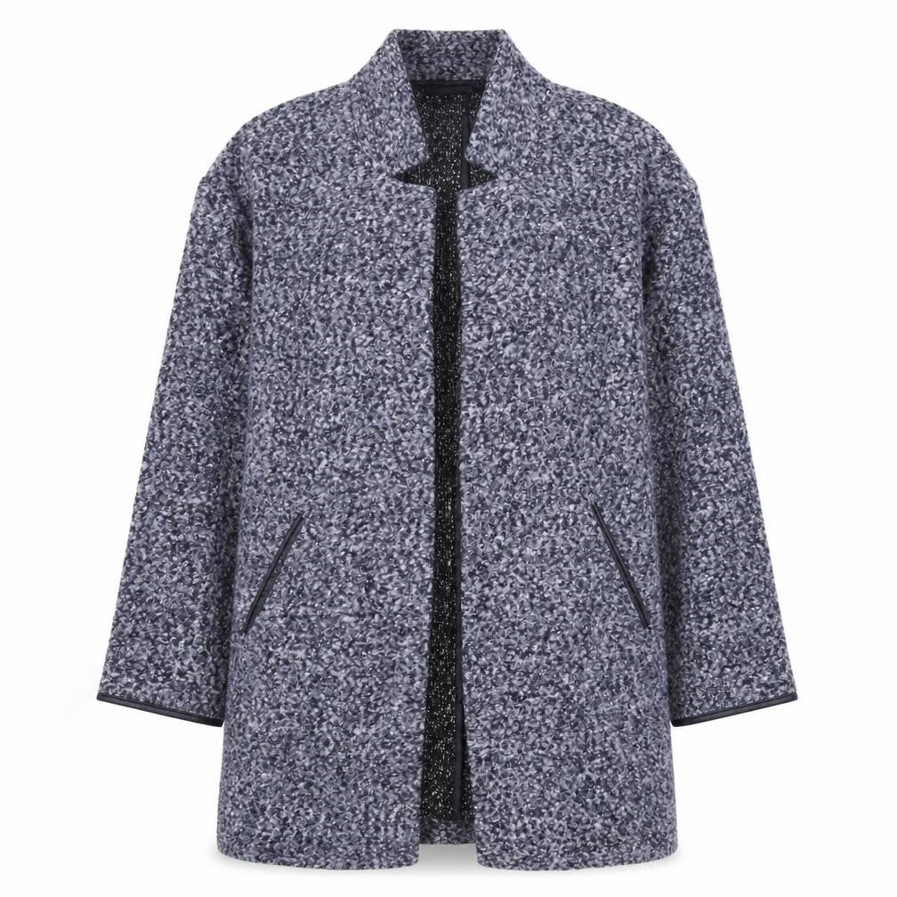 Marks and Spencer Women Blue Petite Size 8 Collared Knit Cardigan