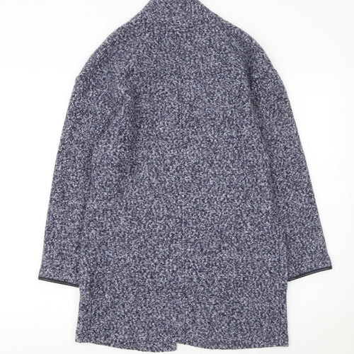 Marks and Spencer Women Blue Petite Size 8 Collared Knit Cardigan