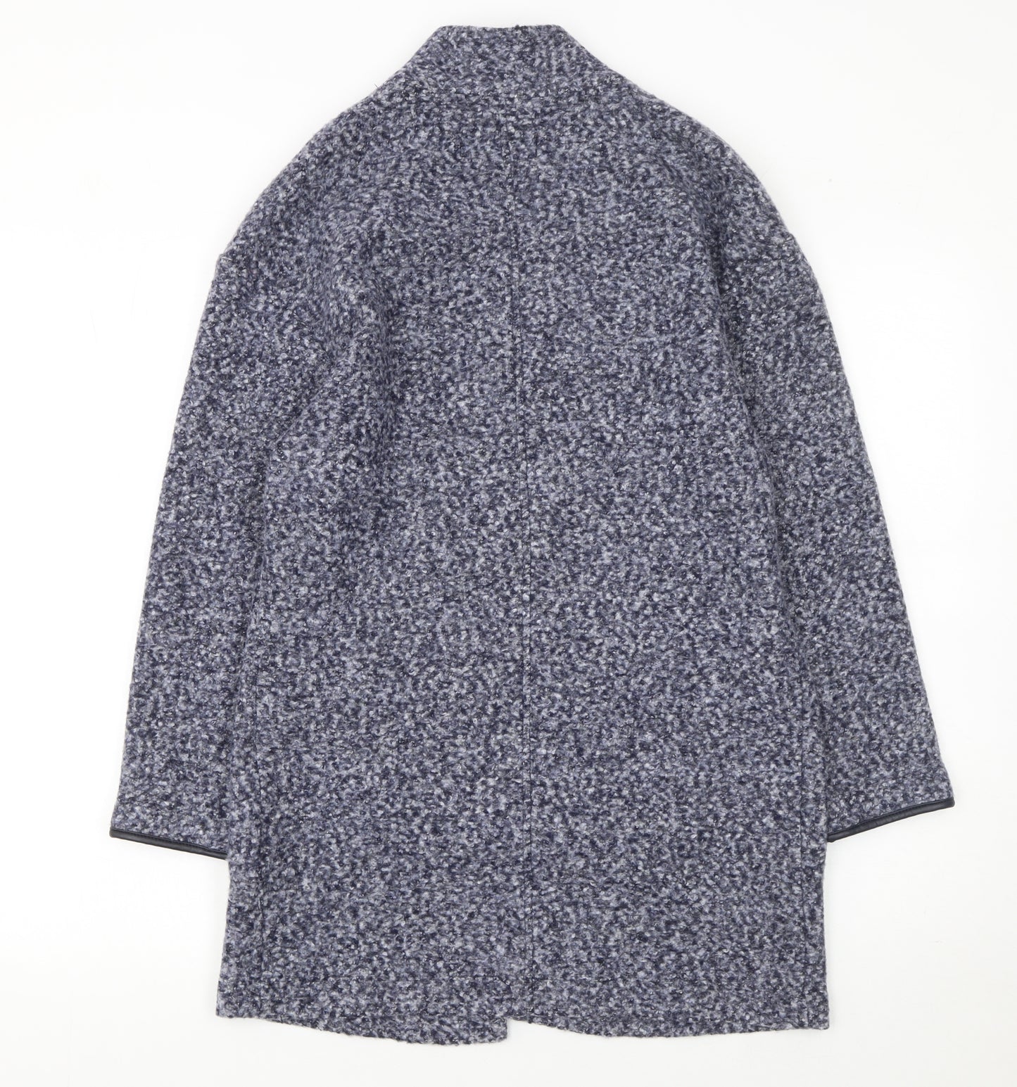 Marks and Spencer Women Blue Petite Size 8 Collared Knit Cardigan