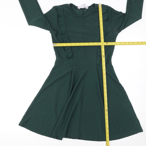 Olivia Stelly Petites Green Fit & Flare Dress UK 8 Women’s Round Neck 3/4 Sleeve