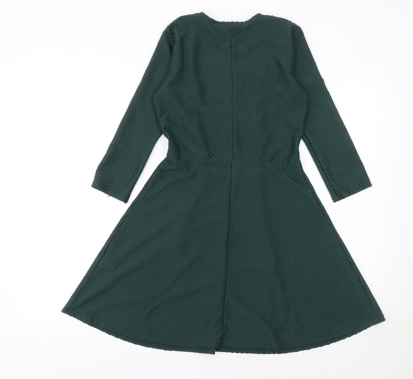 Olivia Stelly Petites Green Fit & Flare Dress UK 8 Women’s Round Neck 3/4 Sleeve