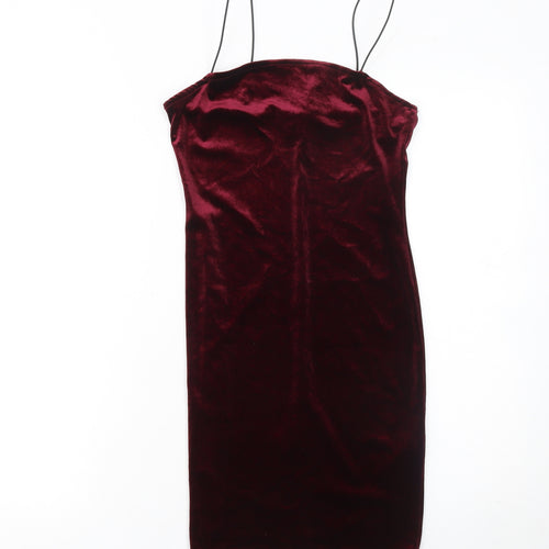 New Look Women Red Velvet Slip Dress Size 8 Partywear