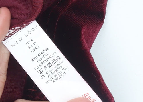 New Look Women Red Velvet Slip Dress Size 8 Partywear