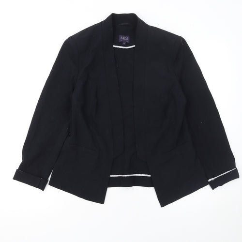Marks and Spencer Women Black Size 10 Regular Fit Blazer Jacket