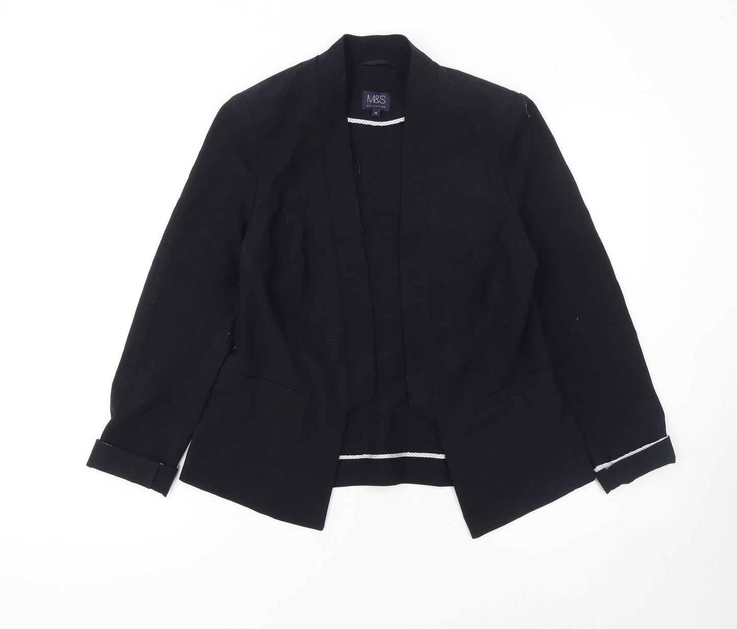 Marks and Spencer Women Black Size 10 Regular Fit Blazer Jacket