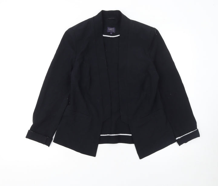 Marks and Spencer Women Black Size 10 Regular Fit Blazer Jacket