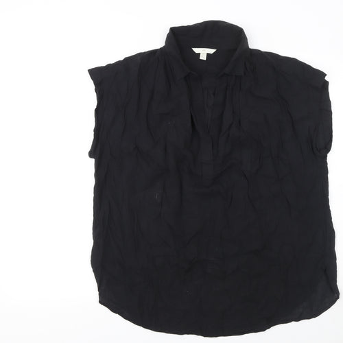 H&M Women's Black Collared Sleeveless Cotton Blouse Size L
